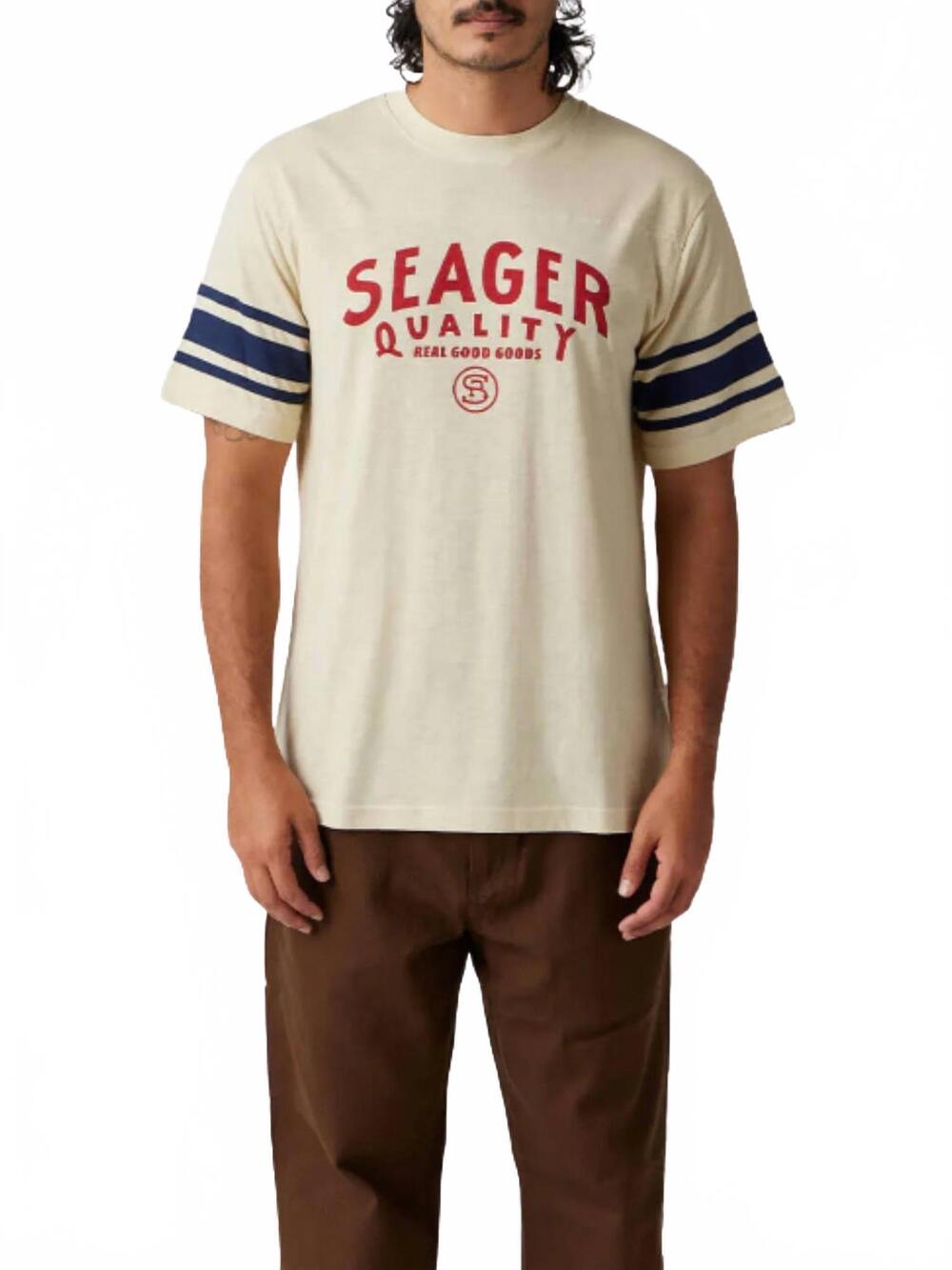 NEW SEAGER CO. seager riggins crew neck tee top in cream